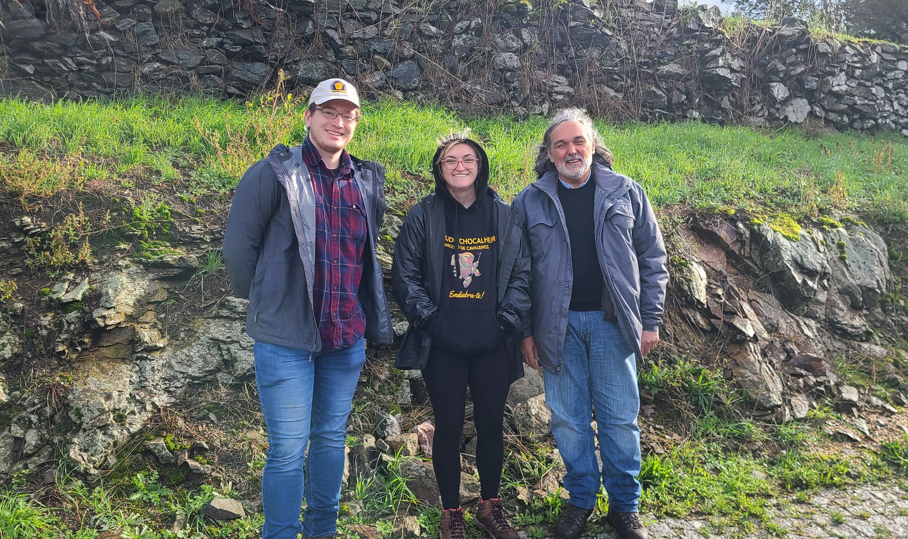 Chris, Aleya, and Antonio in the field
